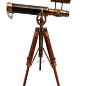 Brass telescope (12”) with wooden box – MYSTIQA